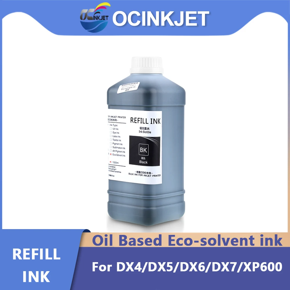 

OCINKJET Oil-based Ink Eco-solvent Ink 1000ML A Bottle For Epson DX6 DX5 DX7 DX10 XP600 Etc Printhead Eco-solvent Ink