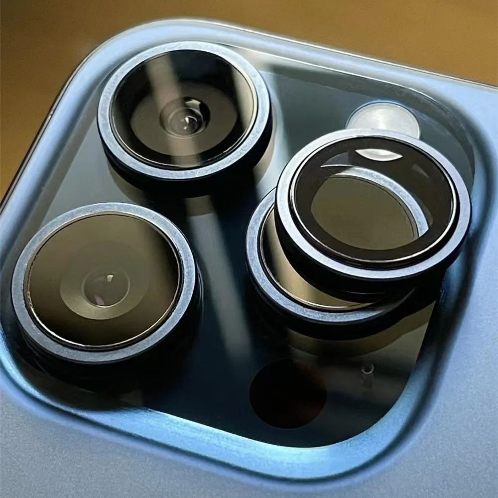 Objektivschutz für iPhone 14 15 Plus 13 Mi 16 17 Pro Max Objektivabdeckung Folie Rückseite Silber Lila Titan