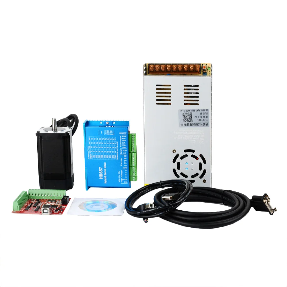 

1 Kit CNC Parts 4 Axis Nema23 Closed Loop Motor 57x76mm 2.2N 3.5A Closed Loop System + Servo Drive HBS57H + MACH3 Board