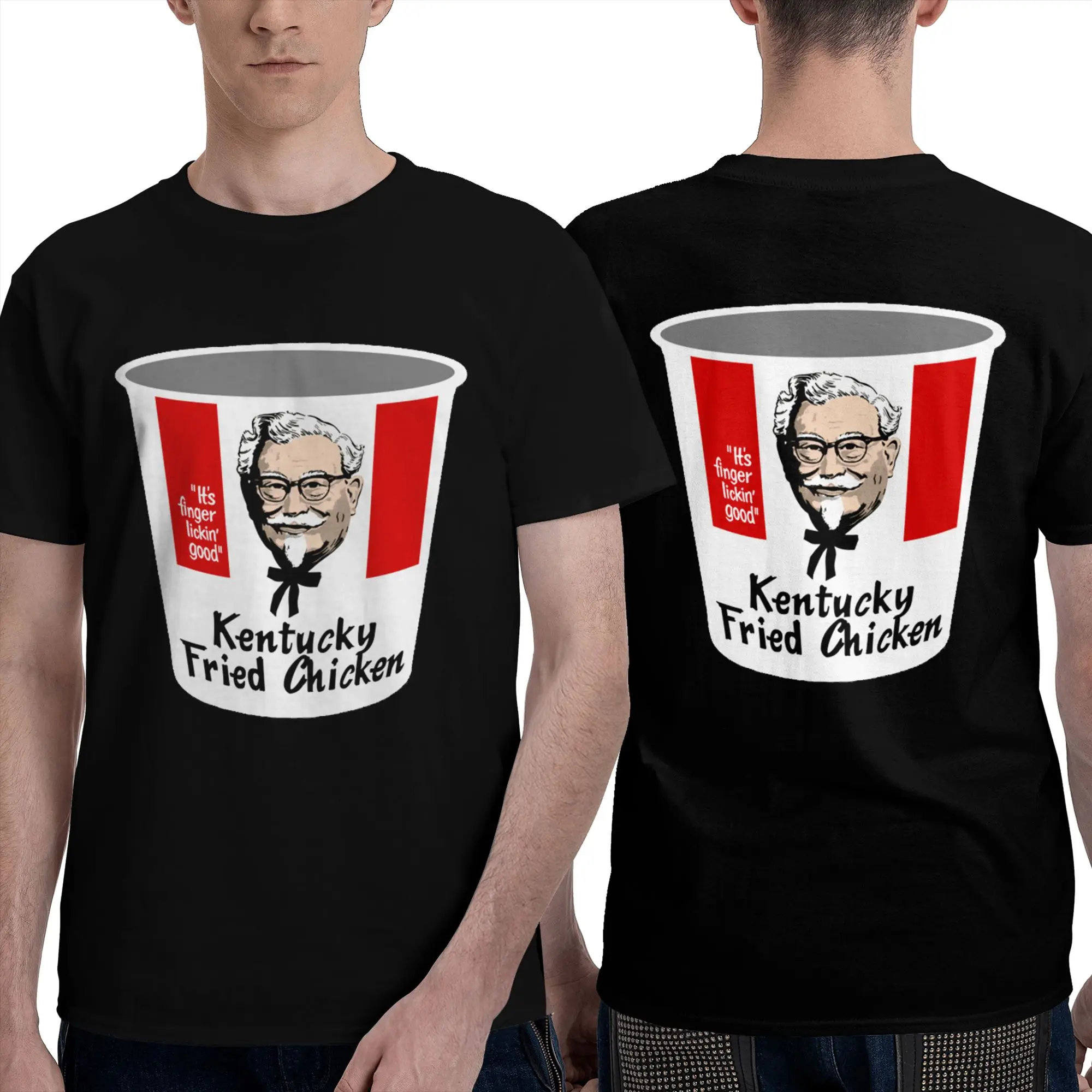 100% Cotton Kfc Bucket T-Shirt Men's Double Sided T Shirt Men O-Neck Summer Shirts Tops Oversized