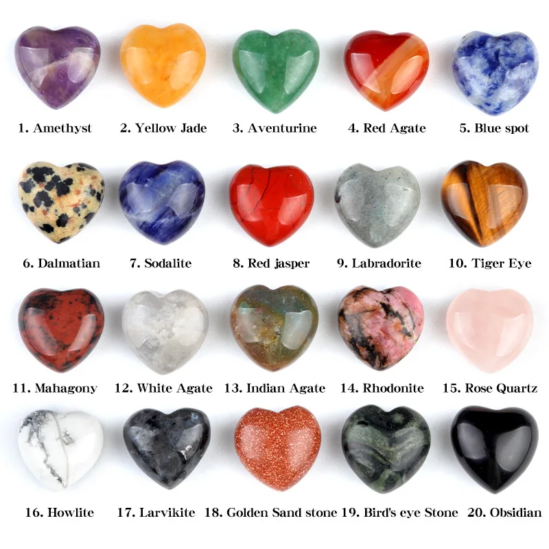 5Pcs Natural Stone Ornament Crystal Agate Heart Aura Rune Yoga Stone Chakra Home Decor Supplies DIY Accessories