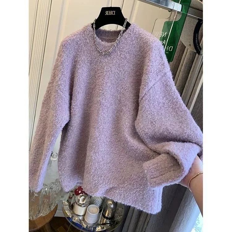 

plus Size 300 Pou Large Women's Purple Fce Sweater Hoodl Overhead Autumn Outerwear Comfortable Korean Sle Loose Fit