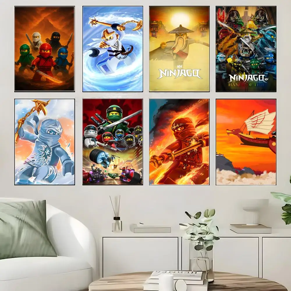 Fantasy Adventure Cartoon N-Ninjago Poster  Self-adhesive Art Waterproof Paper Sticker Coffee House Bar Room Wall Decor