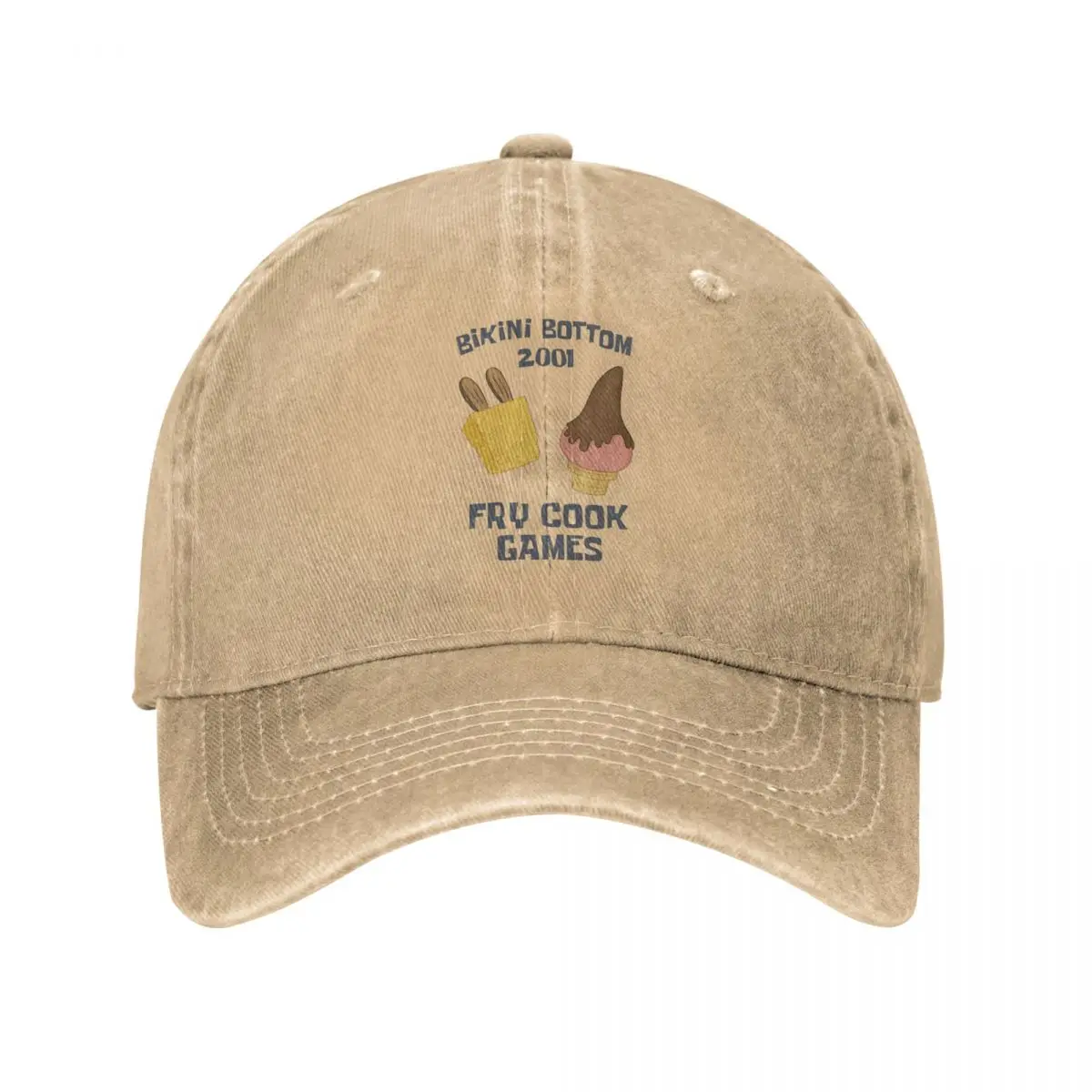 

SpongeBobing Fry Cook Baseball Cap Vintage Distressed Cotton Cartoon Snapback Hat Unisex Style Outdoor Summer Hats Cap