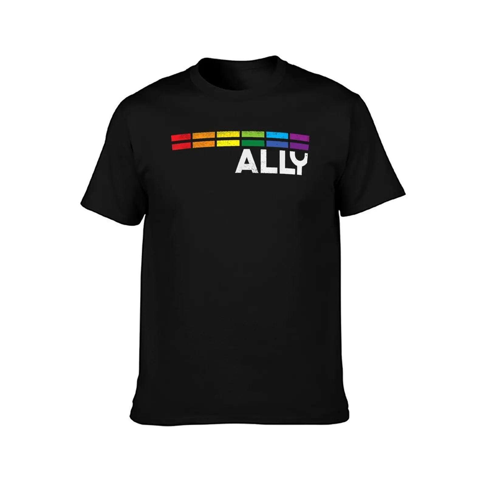 Proud Ally Bars Equality LGBTQ Rainbow Flag Gay Pride Ally T-Shirt, Summer Casual Cotton Tee, Oversized Streetwear Tops