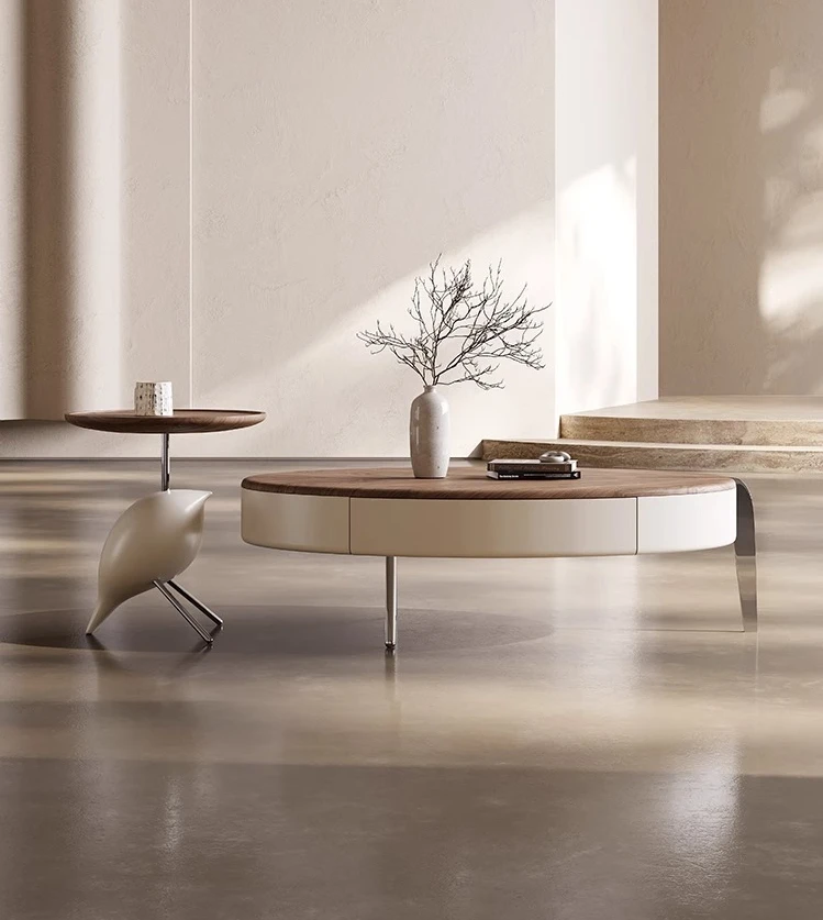

*French round living room coffee table Italian simple small apartment tea table