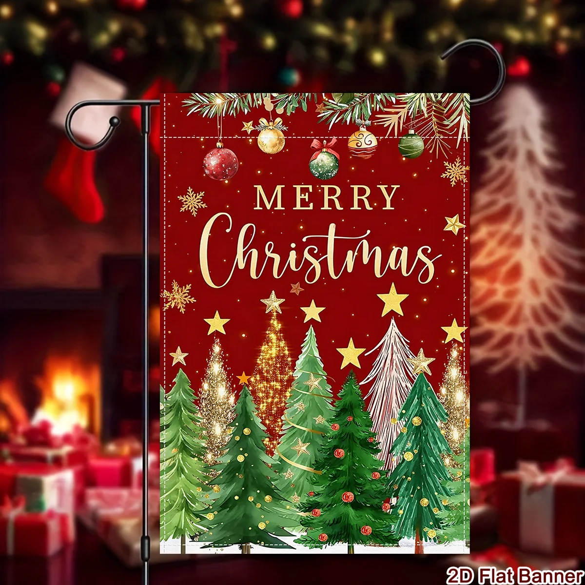 Merry Christmas Garden Flag 30*45cm Xmas Tree Polyester Double-Sided Yard Flag for Garden Lawn Christmas Decor No Pole Included