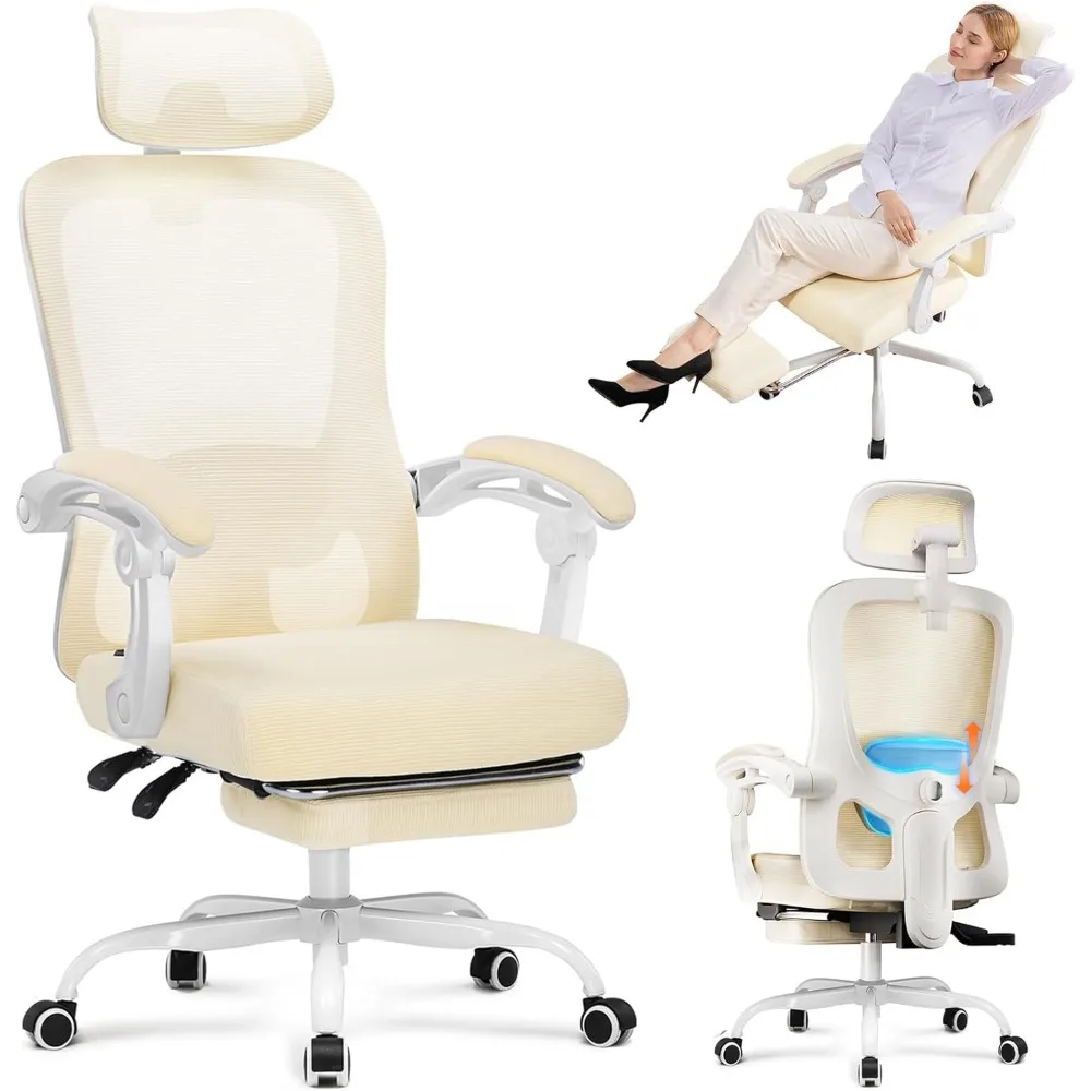 

Ergonomic High-Back Office Chair with Strong Adjustable Lumbar Support – Breathable Mesh Gaming Chair with Wide Seat & Footrest