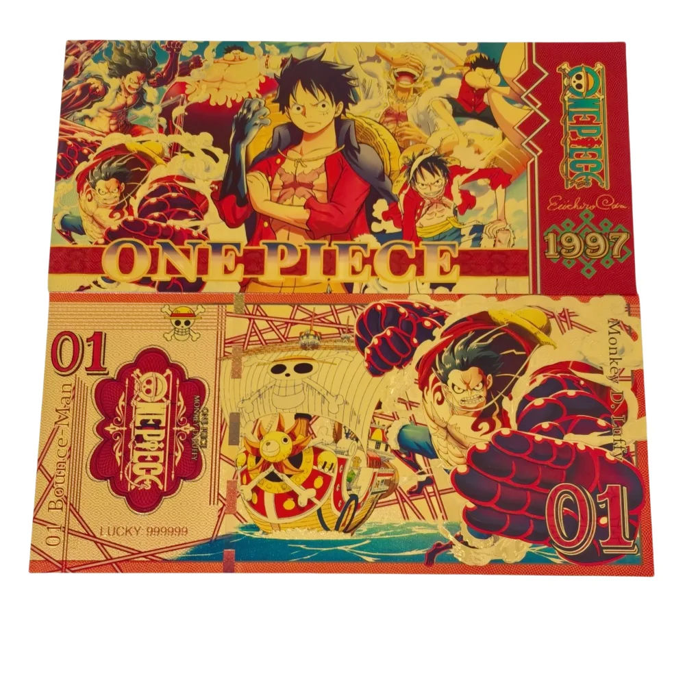 كارتون ياباني جديد قطعة واحدة نيكا قرد لوفي مجموعة الأوراق النقدية الذهبية تذكارية للأطفال أنيمي يعرض بطاقة ذهبية باللون الذهبي عيار 24 قيراط #3