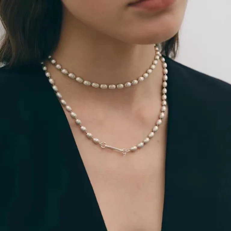 

Jenny&dave Brushed Necklace Simple And Fashionable, Niche Bead Can Be Stacked And Worn In Multiple Ways Jewelry Necklace Necklac