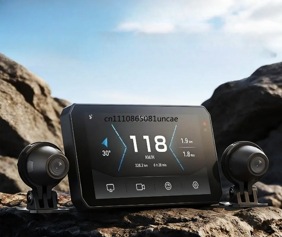 Smart Motorcycle Touch Screen GPS Navigation DVR Riding Control Display Dual Lens Dash Cam Accessory