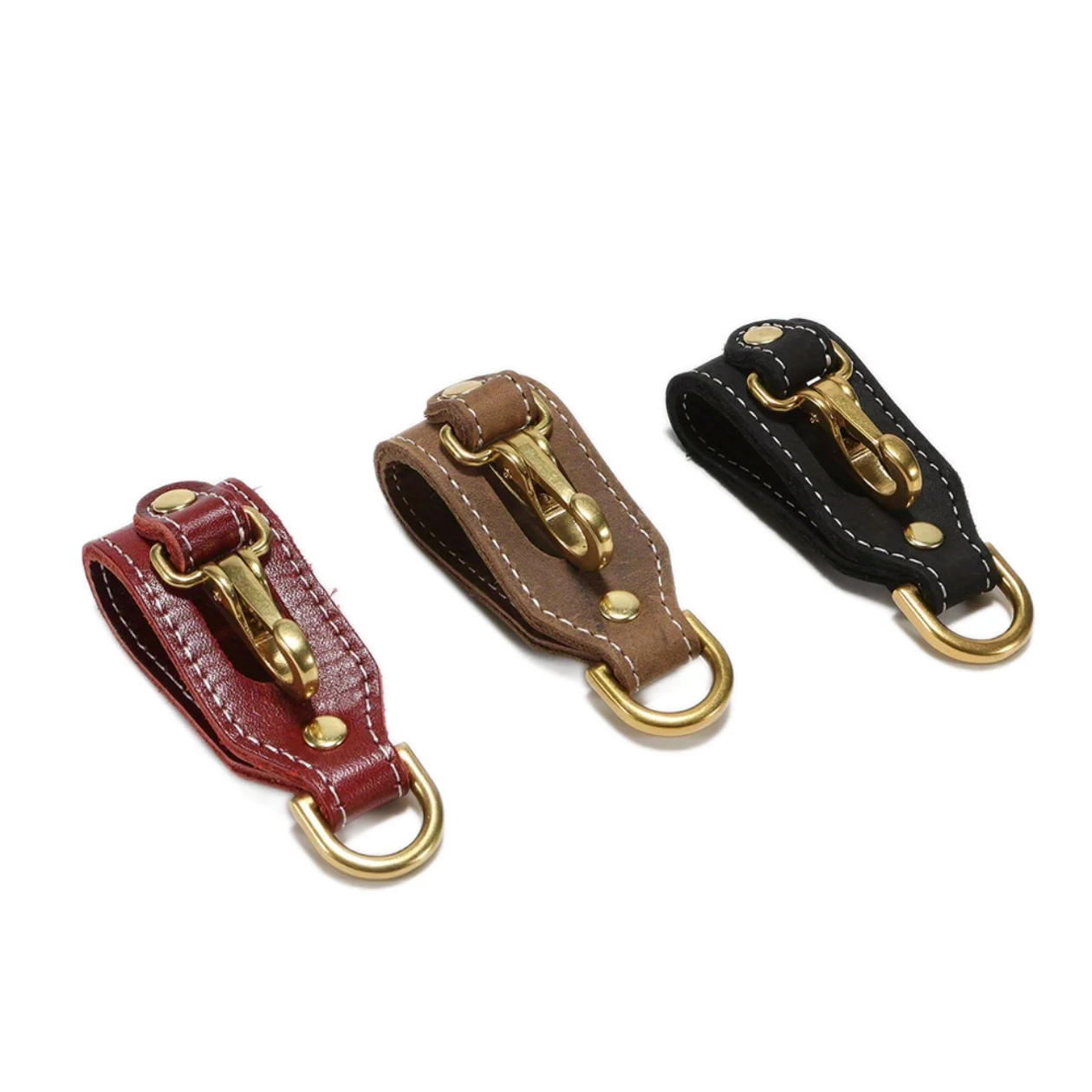 1pc Premium First-layer Cowhide Waist Keychain - Durable Tactical Buckle for Car Keys, Mountaineering, and Rock Climbing - Hands