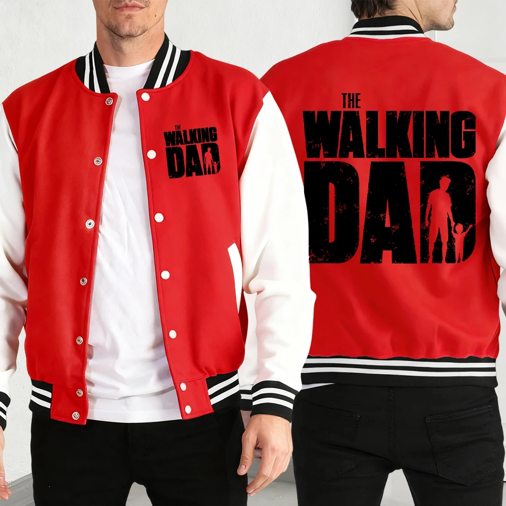 Мужская базовая модная бейсбольная майка с принтом «Ходячий папа», свободные куртки в стиле ретро, спортивная мужская одежда на пуговицах, осенняя уличная одежда