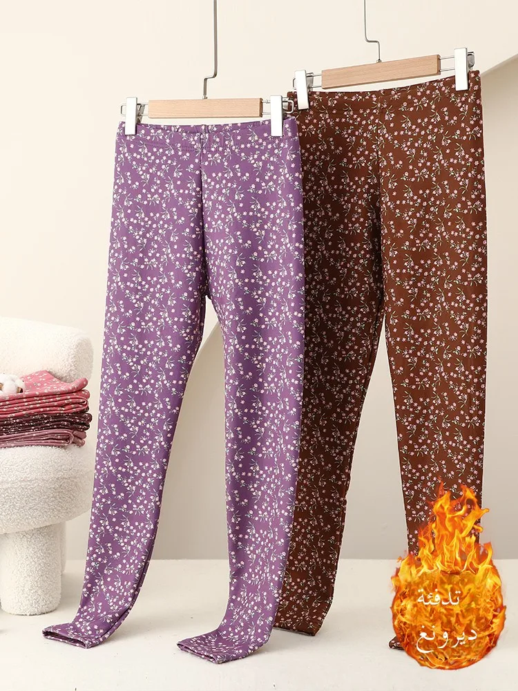 

Теплые брюки Thiened с высокой талией и цветочным принтом, женские зимние термобрюки Dervo на подкладке, домашняя одежда, нижнее белье, брюки