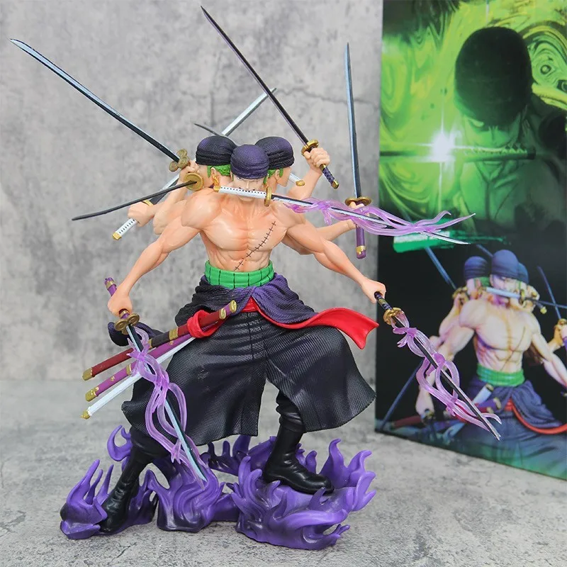 30cm uma peça zoro figura de ação anime asura roronoa zoro estátua figura de ação coleção modelo brinquedo do miúdo para presentes de natal