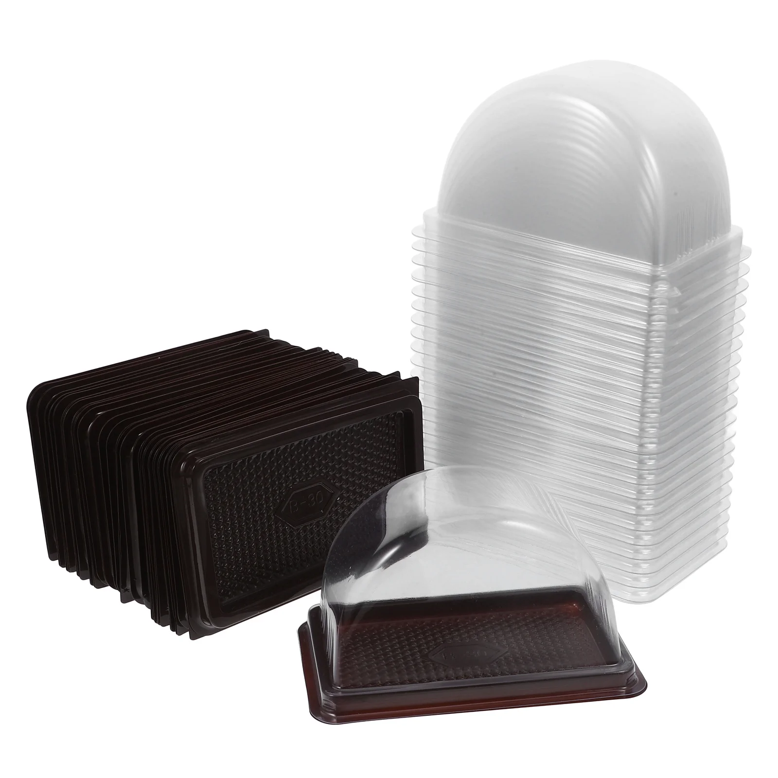 50pcs Cake Packaging Boxes Transparent Plastic Food Storage Container For Baked Goods Desserts Takeaway Lunch Disposable Tray