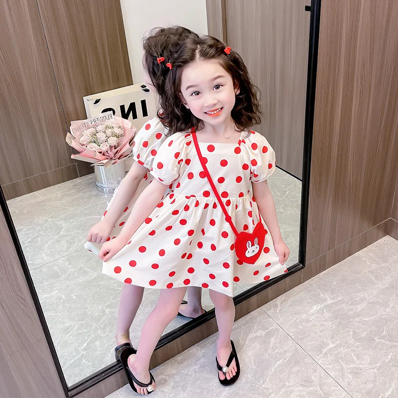 

Summer 2023 New Girls Polka Dot Bunny Backpack Dress High Quality Fabric Light and Breathable Girl Luxury French Dress