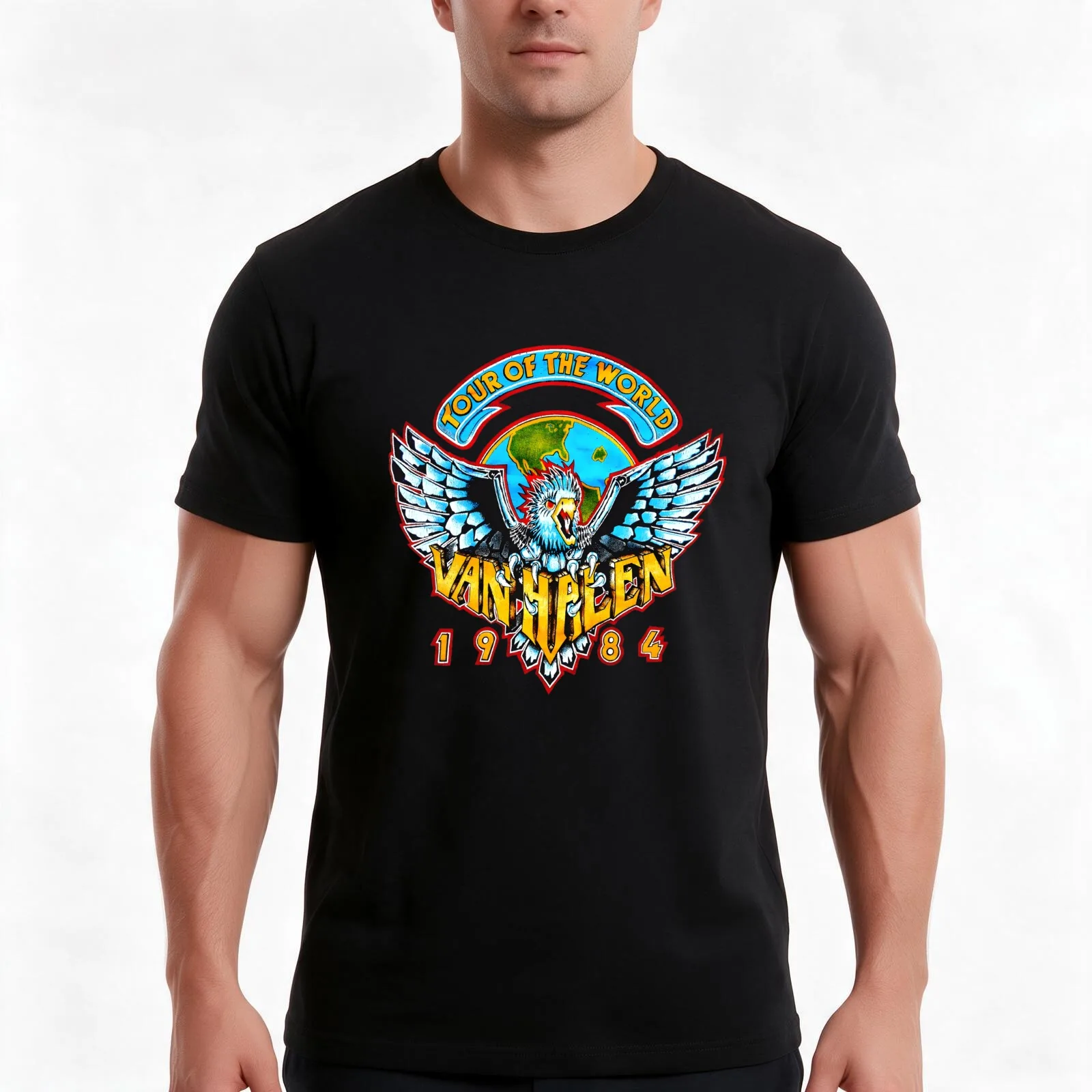 Sea parting with dramatic waves<van halen T-Shirt, Summer Casual Cotton Tee, Oversized Streetwear Tops, Unisex Men Women