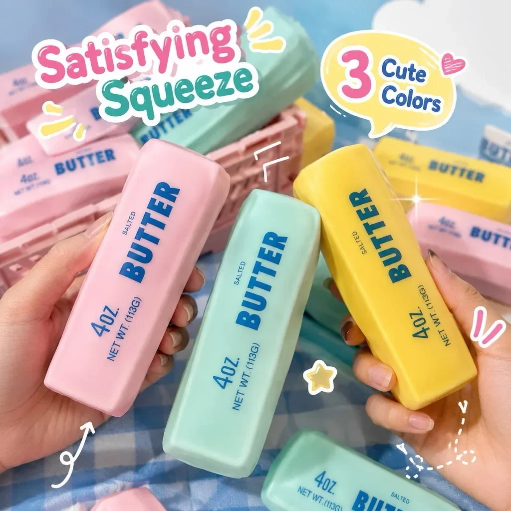 Bâton de beurre, jouet anti-stress à presser, ASMR, balle anti-stress croustillante, blocs ronds, jouet de relaxation pour les mains, jouet anti-stress