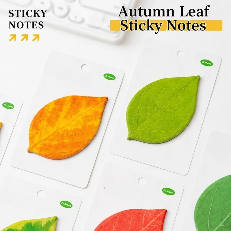 Creative Leaf Sticky Notes, Cute Leaves Shape Memo Pads Self-Adhesive Notepad for Office School Supplies