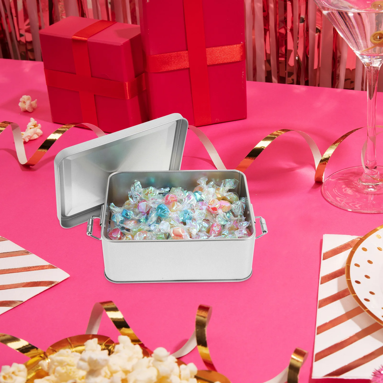 

Retro Tin Candy Box Vintage Metal Storage Container Buckle Latch For Cookies Treats Craft Supplies Party Favors Home Decor