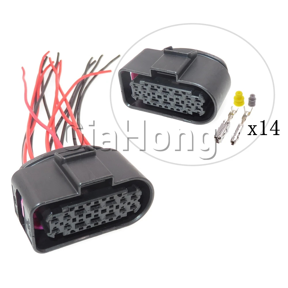 1 Set 14 Ways Auto Parts 3C0973737 3C0973837 3C0 973 737 Car Sealed Connector For VW Audi Starter LED Light Lamp Cable Socket