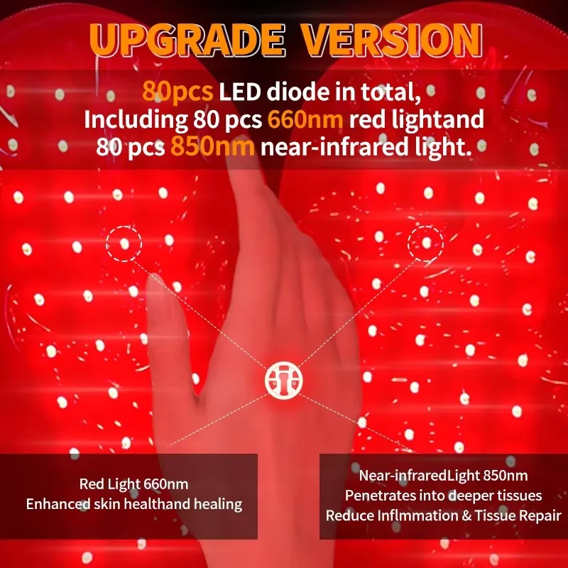 NEW Red Light Therapy Device for Hands Led Near Infrared Light Skin Care USB Charging,Infrared Light Therapy Gloves Finger Wrist view 5