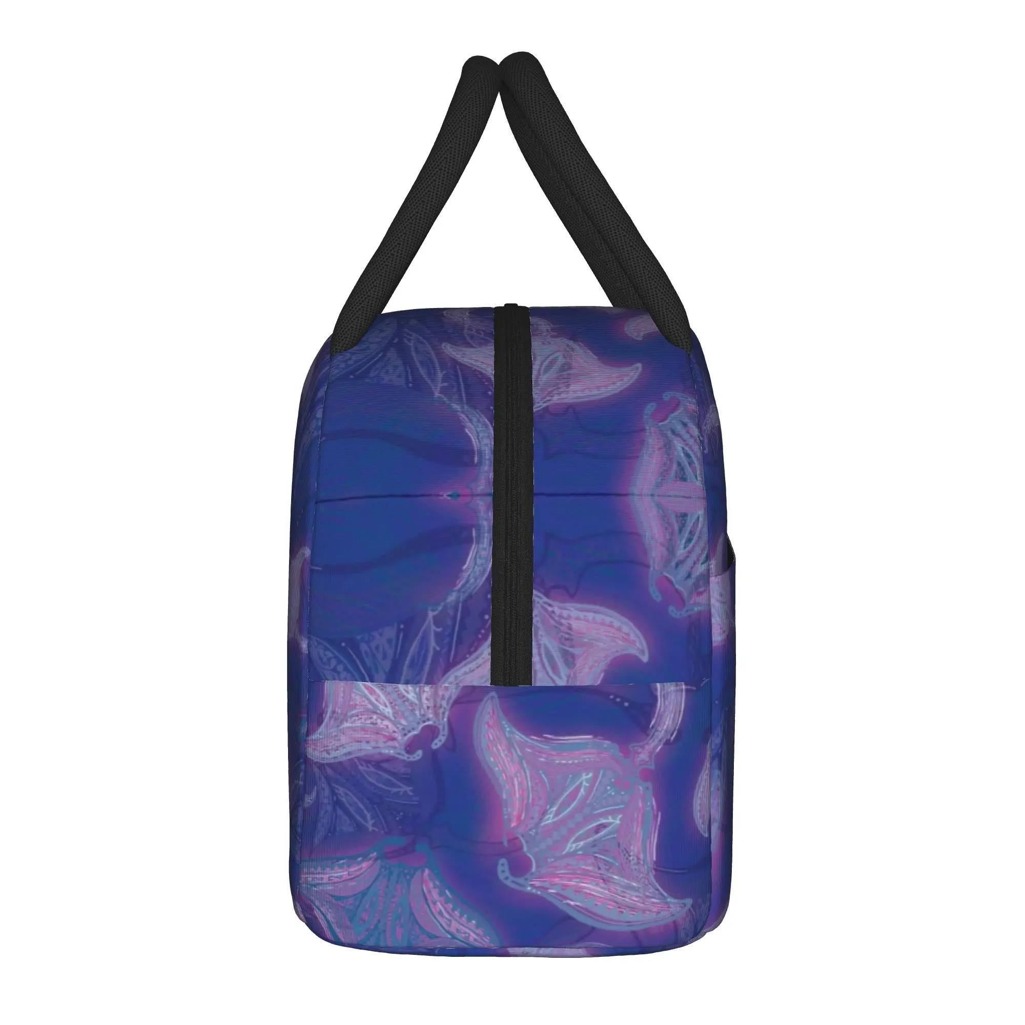 Naturally Graceful Polynesian Hawaiian Tribal Manta Ray Insulated Lunch Bags Bag ,Lunch Container Tote Lunch Box Food Handbags