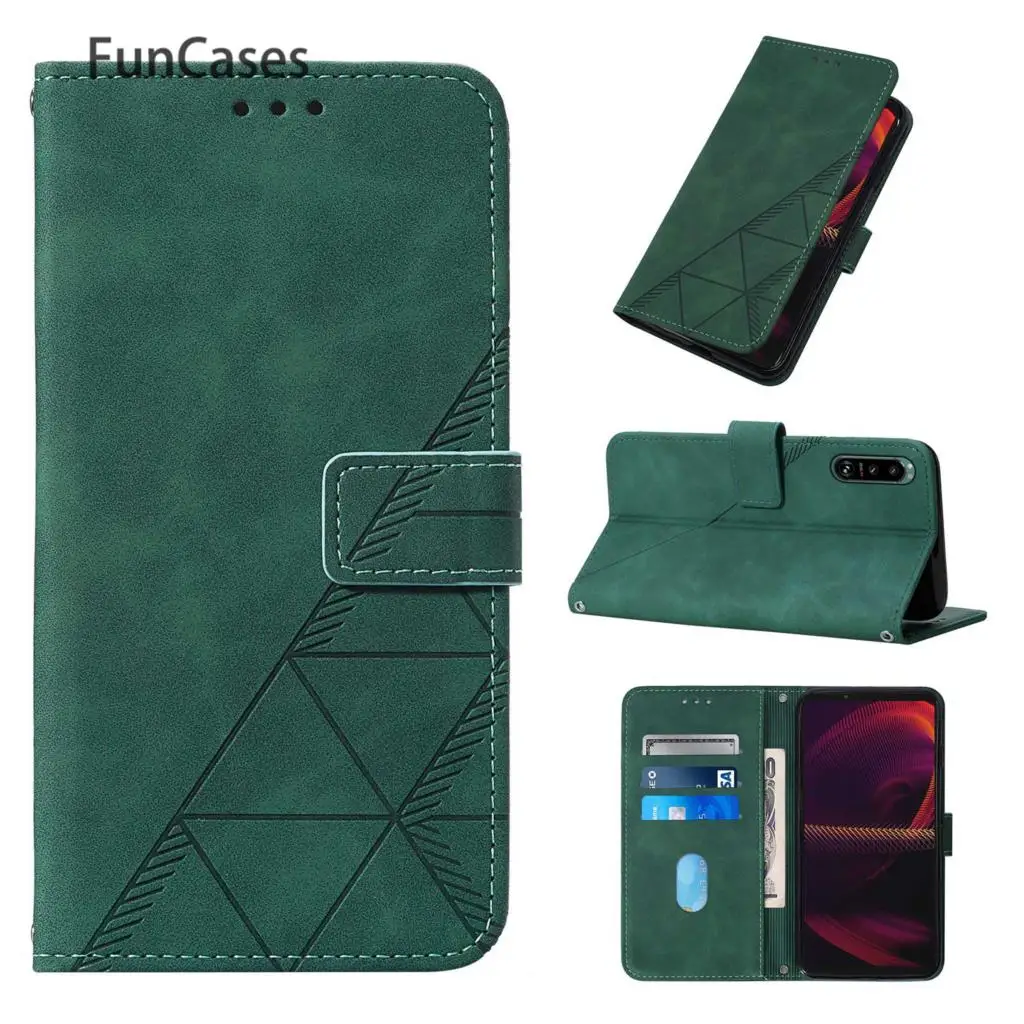 3D Linie Buch Telefon Abdeckung Für fall Sony Xperia 1 iii Quicksand Shell Brieftasche Fällen Flip sFor Sony funda 5 iii L4 10 Estojo xpreia