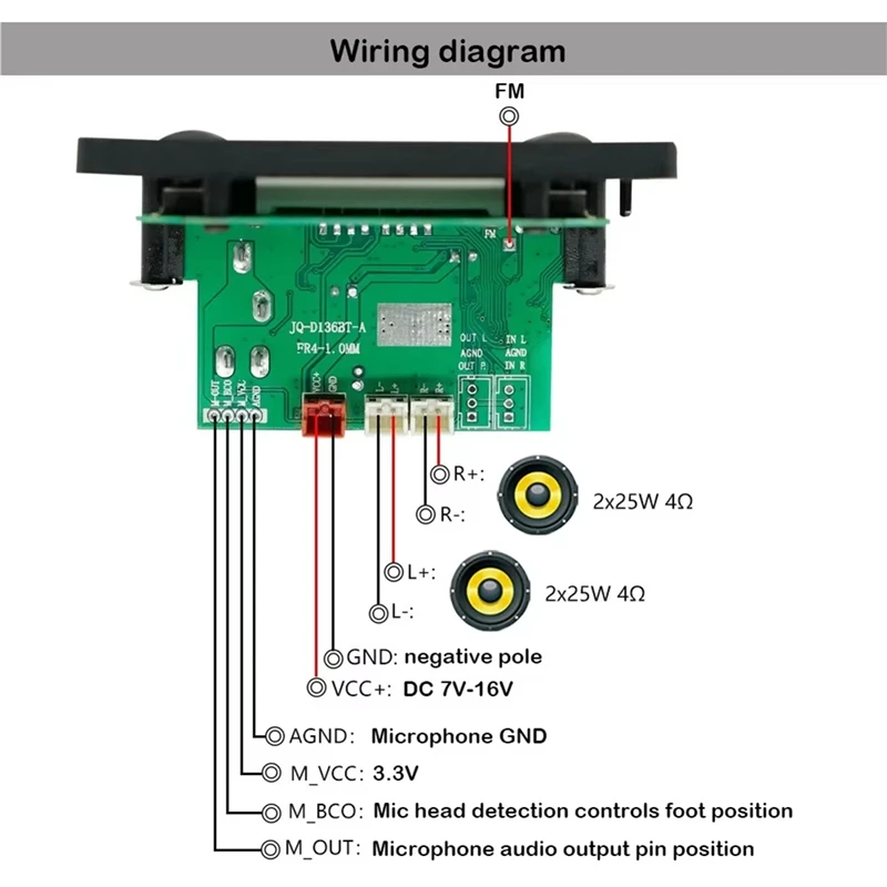 Y43A-12V MP3 Player Decoder Board Bluetooth 5,0 Auto FM Radio Modul TF USB 6,5 Mm WMA Player Decoder