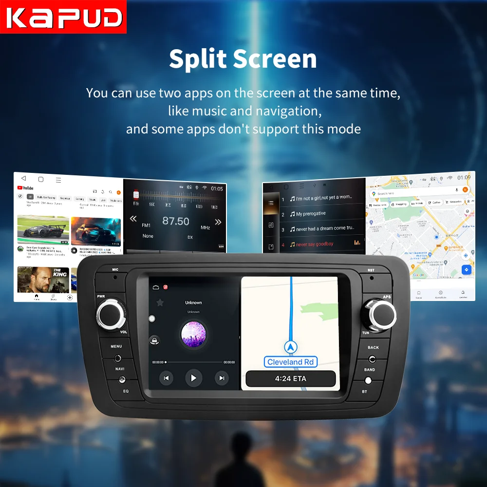 Kapud 7'' Android 14 Car Multimedia Radio Player 360 Camera For Seat Ibiza 6j 2009 2010 2011 2012 CarPlay AUTO SWC Navigation