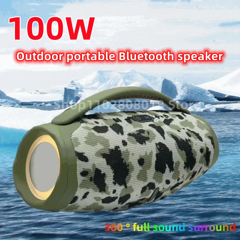 Portable Waterproof 100w High Power Speaker Rgb Colorful Light Wireless Subwoofer 360 Stereo Surround Tws Box