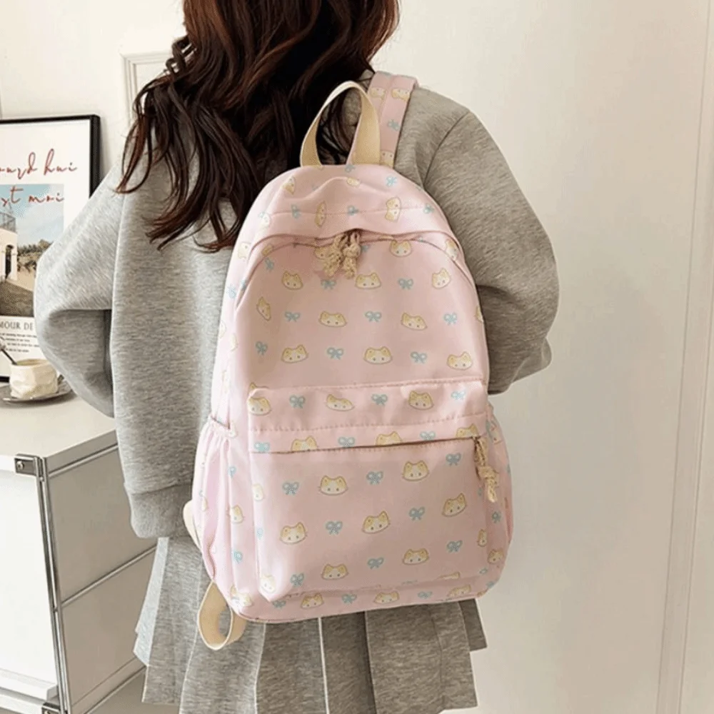 Creative Students School Bags Large Capacity Cute Cartoon Shoulder Bag Zipper Closure Breathable Girls' Backpack Outdoor