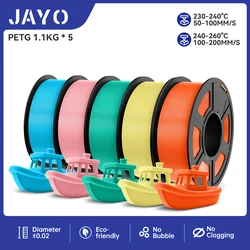 JAYO PETG filamento 3D 1.75mm5rolls/5.5kg 1.75mm Accessorio di stampa 3D Buona liquidità per materiali stampante 3D FDM Regalo fai da te