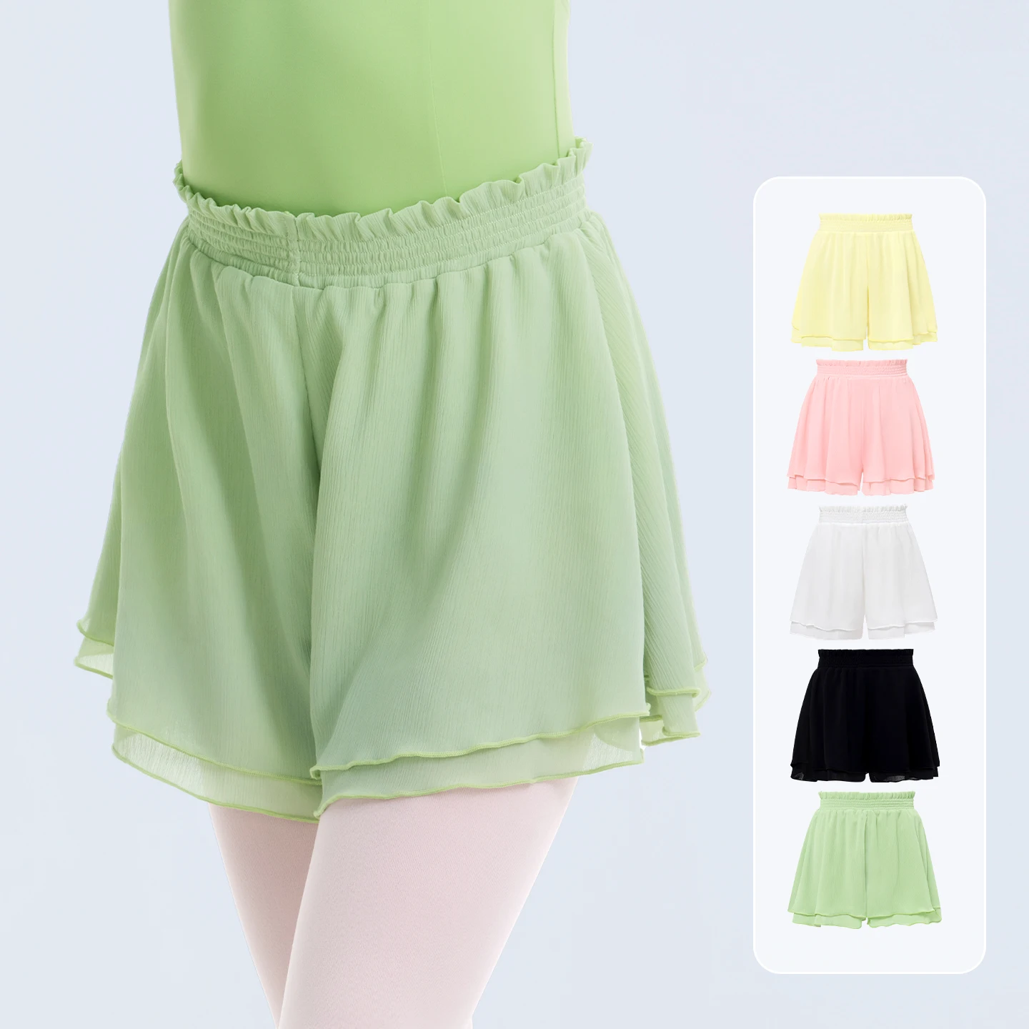 

Child Girls Dance Shorts Double Layers Short Pants Teen Elastic Ballet Yoga Short Pants Kids Loose Chiffon Dance Shorts