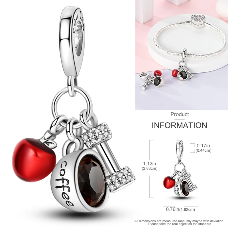 2026 Heiße Früchte-Serie 925 Sterling Silber Farbige Erdbeer-Kirsch-Avocado-Zitronen-Perlen Passend für Armreif DIY Armband Halskette Schmuck – Detail 12