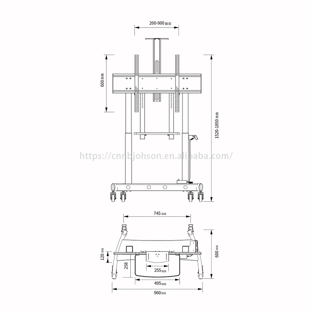 مخصص الحديثة محرك مزدوج تتحرك ارتفاع قابل للتعديل عربة التلفزيون قوس التصميم الكهربائي رفع التلفزيون قوس المحمولة