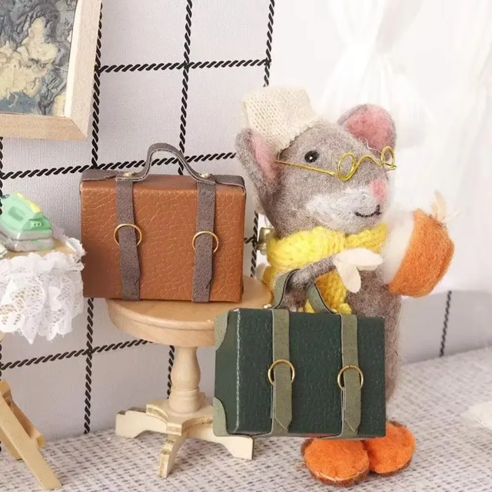 DIY 1:12 Dollhouse Miniature Briefcase Wood Miniature Model Suitcase Model Document Foreskin Box Doll House Accessories