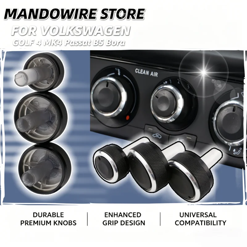 

3Pcs Knob for Volkswagen VW GOLF 4 MK4 Passat B5 Bora AC Knob Heat Control Switch ButtonCar Air Conditioning Knob Accessory