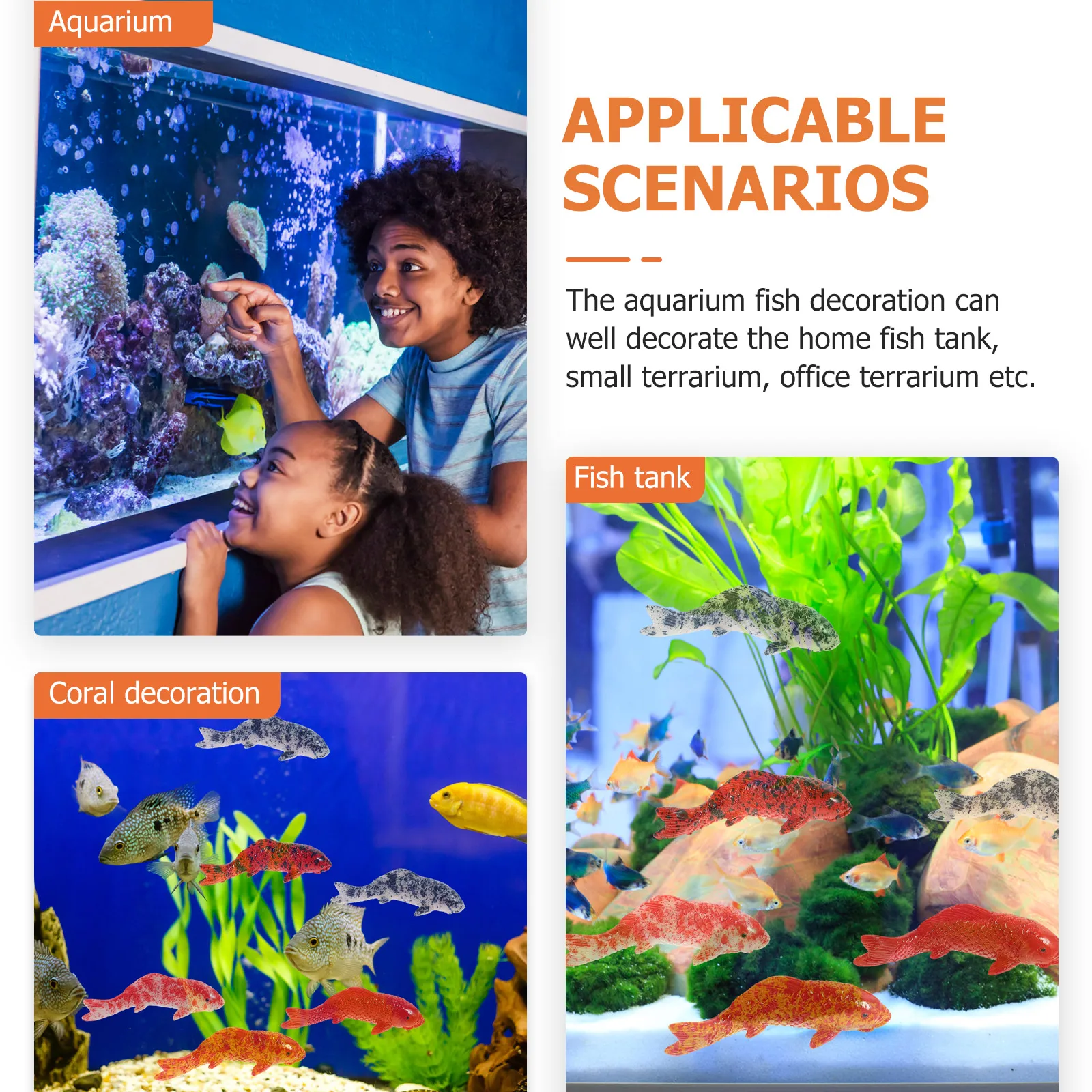 

20pcs Decorations Resin Fake Fish Aquarium Tank Decor Office Small Fish Figurine Floating Glass Realistic
