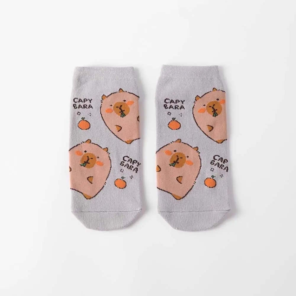 

Funny Anime Capybara Socks Letter Cotton Short Ankle Socks Low Tube Patchwork Socks for Women Girls