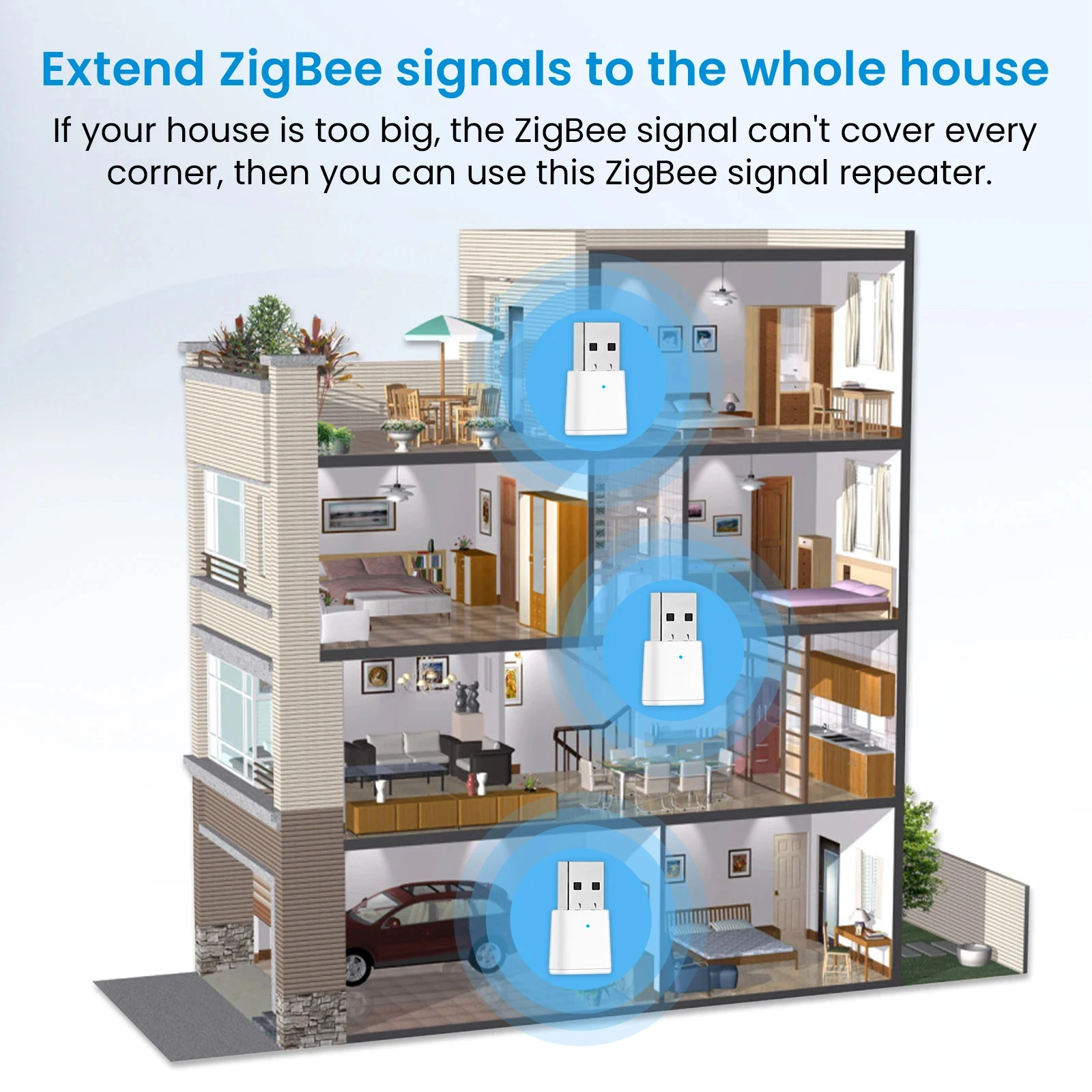 LoraTap Tuya ZigBee 3.0 Signal Repeater USB Extender for Smart Life Devices Mesh Automation Mini Size