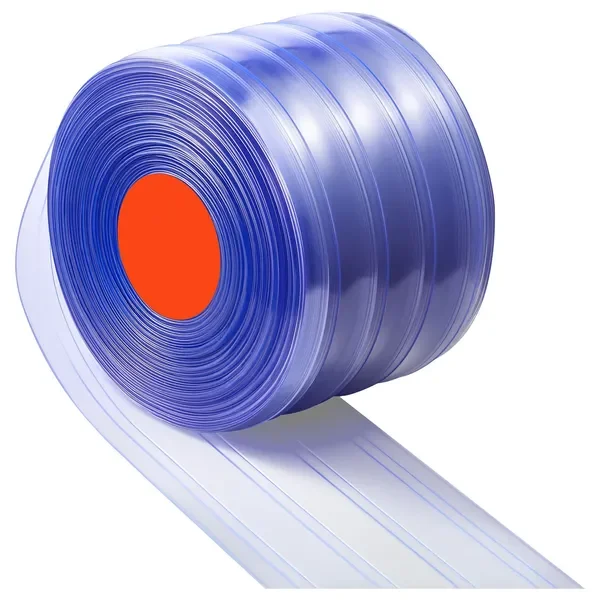 

Clear PVC Strip Curtain, 75 ft Length x 8 in Width, Ribbed Plastic Door Strip Bulk Roll, Walk in Freezer Cooler Curtain