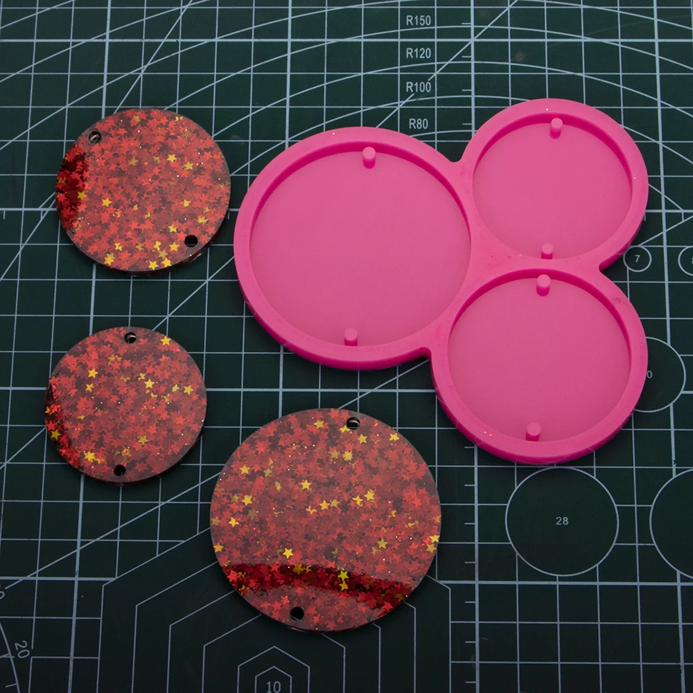 Super Glossy Circle Keychain Mold, Round Silicone Epoxy Resin Mould Handmade Charms DIY Jewelry Making DY0079