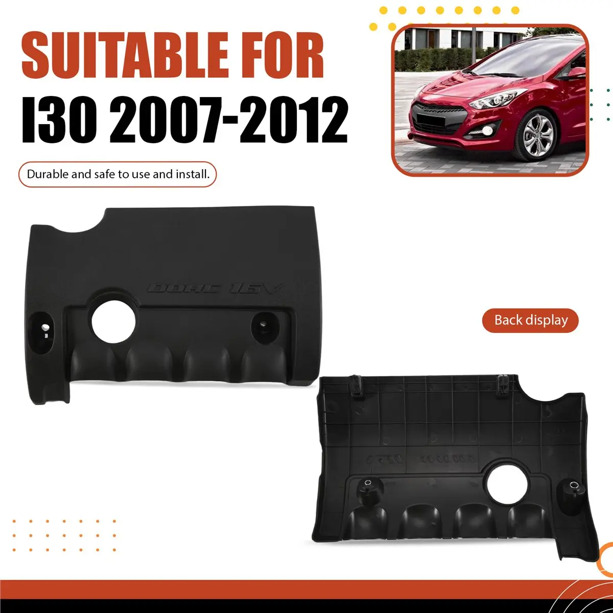 #46Q Car  Cover,Car Engine Cover Engine Dust Cover 29240-2B031 for Hyundai (Black)