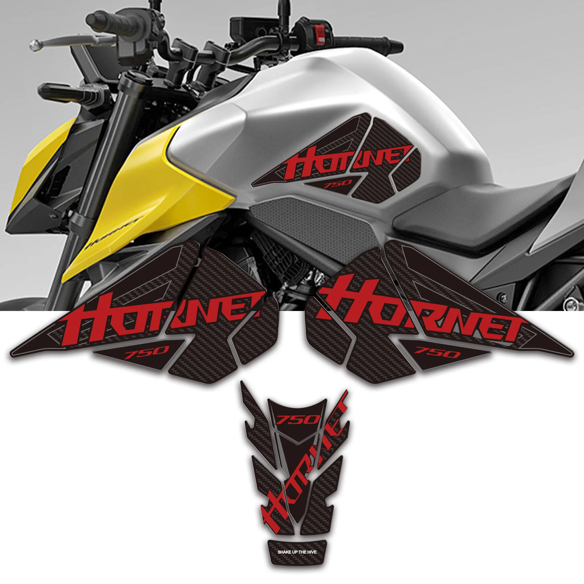 Motorcycle Tank Pad Side Grips Gas Fuel Oil Kit Knee Adhesive 3D Stickers Decals Protector For CB750 CB 750 cb750 Hornet 2023
