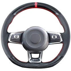 Carbon Fiber Leather Steering Wheel Cover for Volkswagen VW Golf GTI 7 MK7 GTD GTE 7 Golf R Jetta Polo (R-Line) Arteon 2013-2021