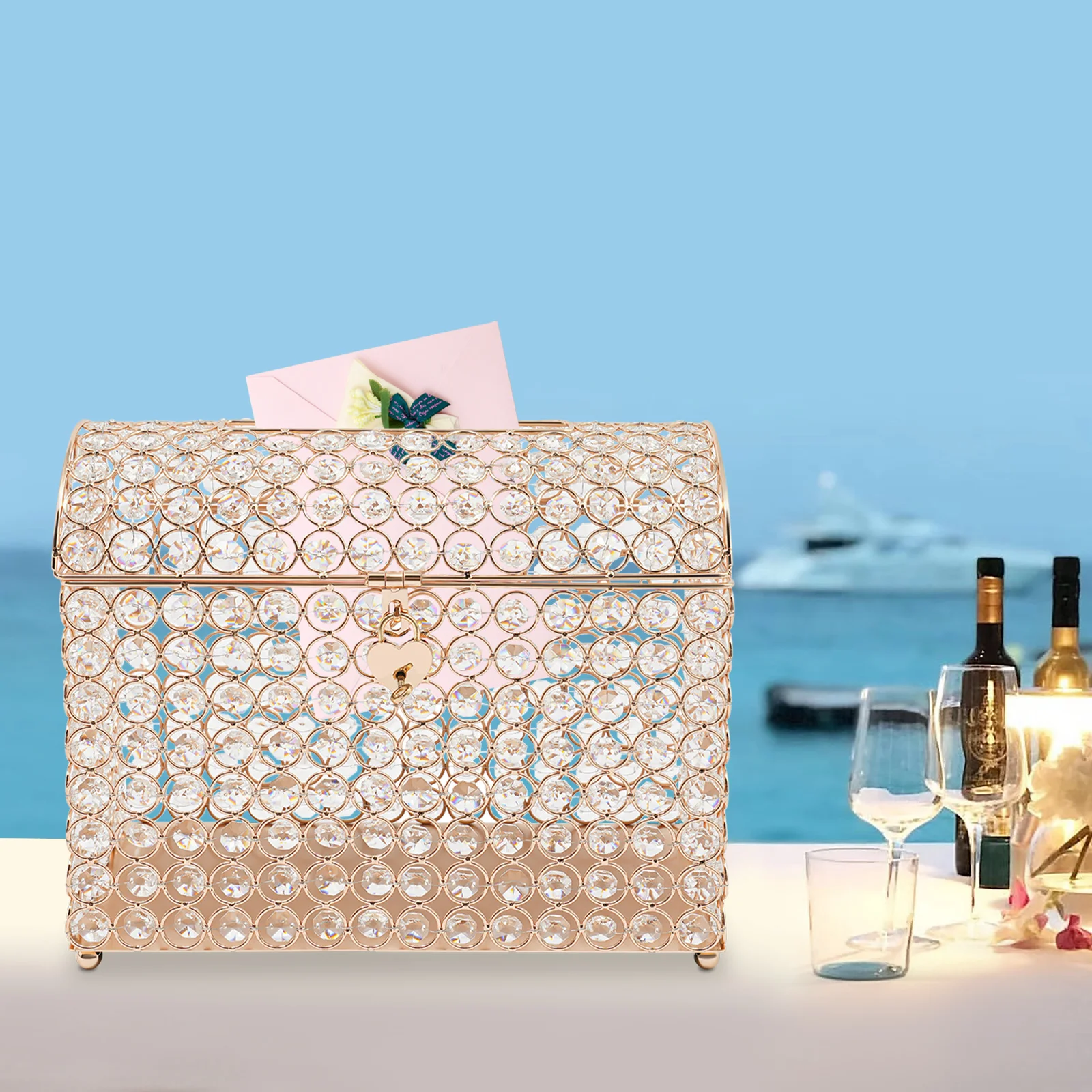Porta-cartões dourado de 31×16 - Wedding Card Box avaliação e preço