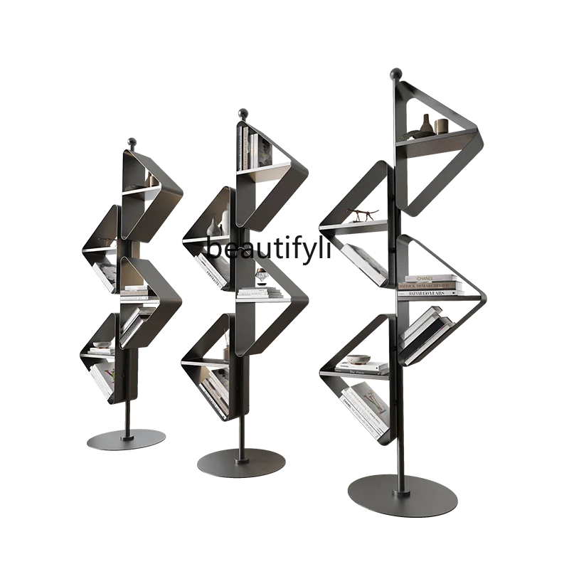 

Light Luxury Modern Corner Bookshelf and Storage Shelf Floor Magazine Display Cabinet Storage Subareas Screens