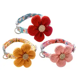 Cat Collar Flower Rhinestone Puppy Small Dogs Collars For Chihuahua Yorkshire Charm Cat Accessories